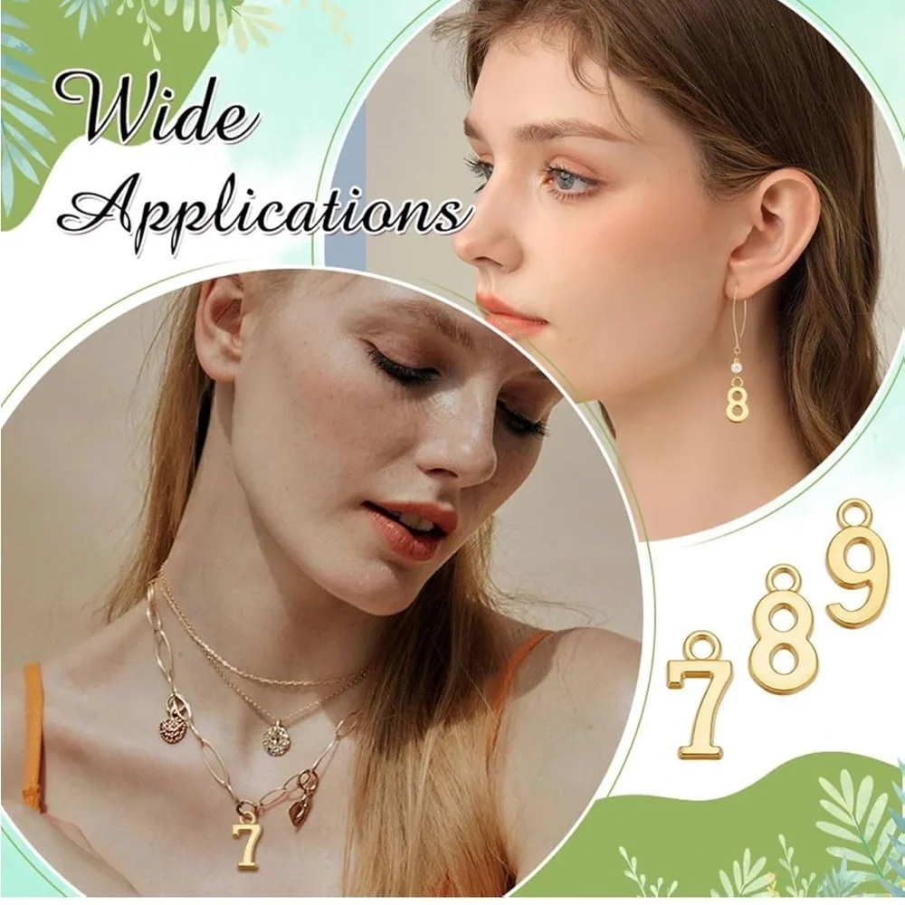 Metal 0-9 Number Charm Arabic Number Figures Pendant Bulk for Jewelry Making